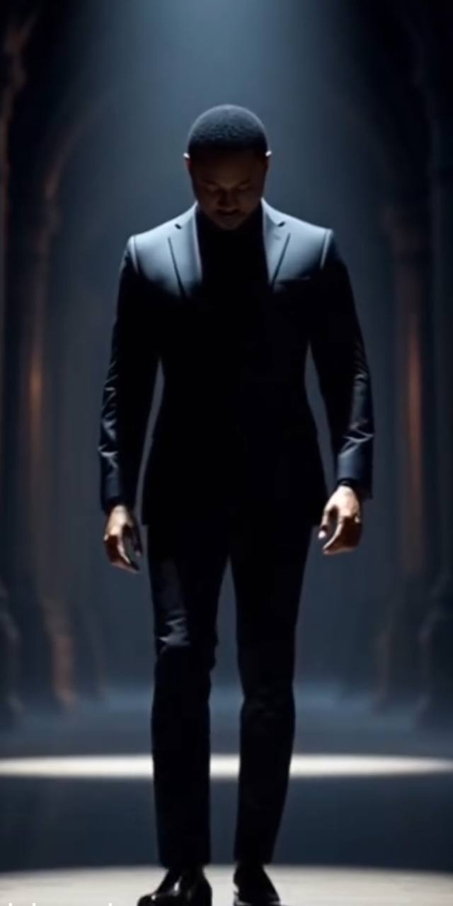Johnny Thunder Allen in a dark suit beneath a spotlight